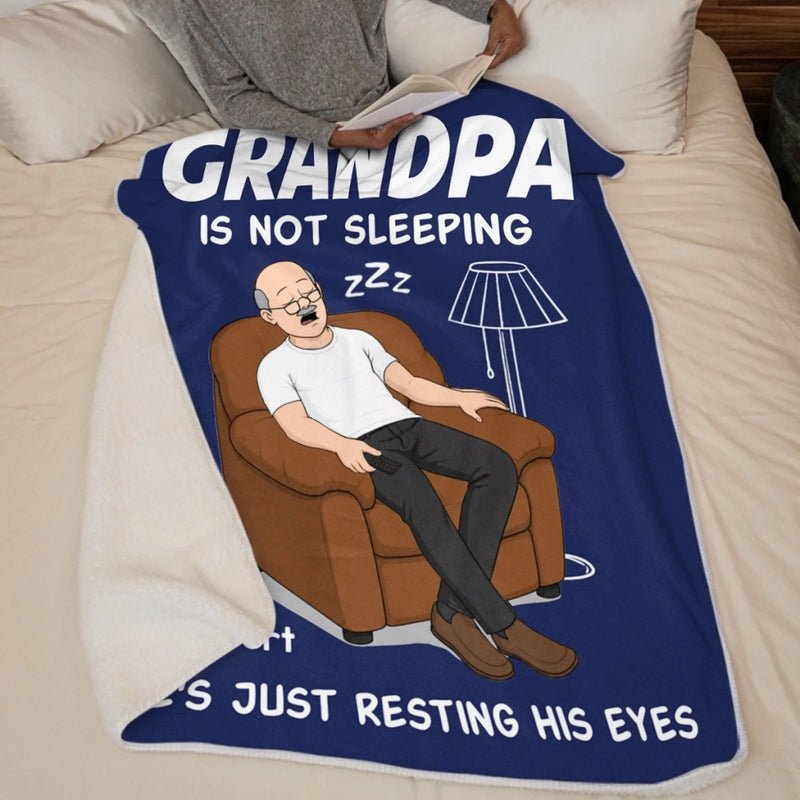Custom Blanket - Personalised Father's Day Birthday Gifts For Dad, Grandpa - Dad’s Favourite Hobby Is Napping