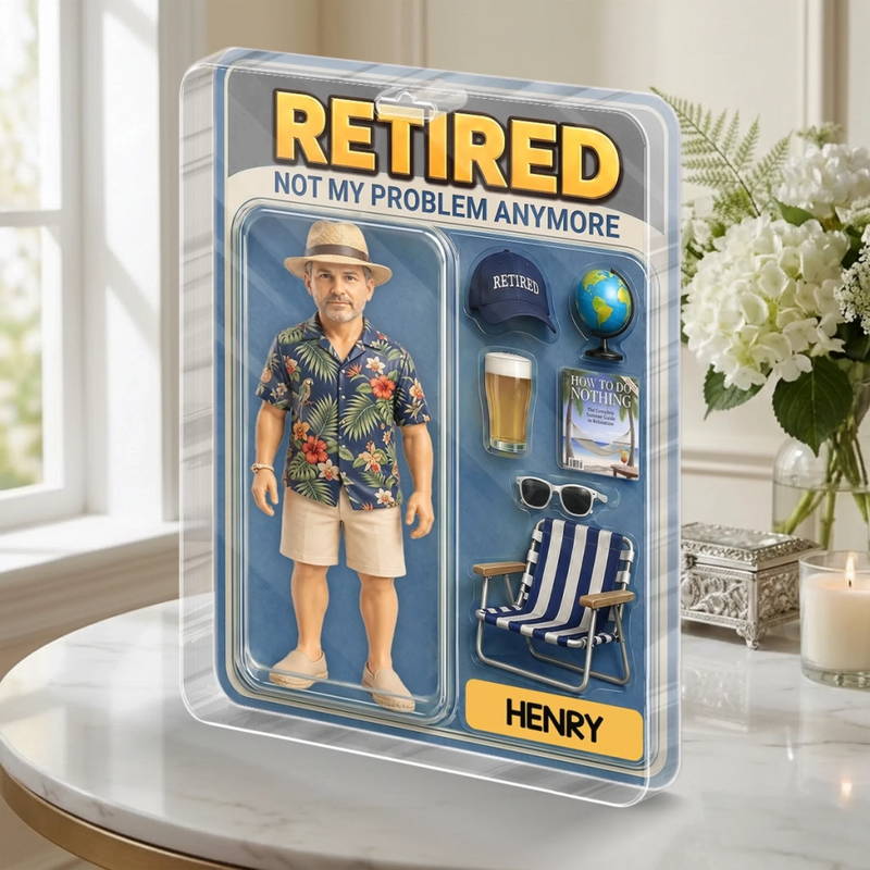 Custom Photo Action Figure Toy Box Acrylic Plaque - Personalised Retirement Gifts For Women, Men - Best Retirement Edition Ever