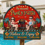 Custom Wood Sign - Personalized Summer Vacation And Travel Gifts For Husband And Wife, Him And Her - Our Happy Camper Oasis