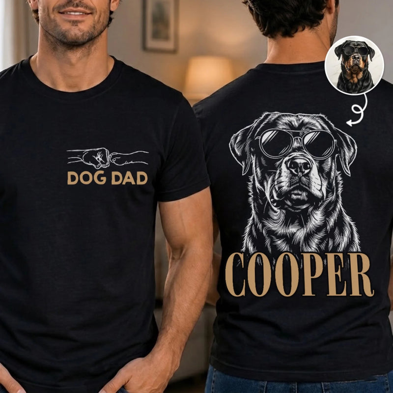 Custom Photo Unisex T-shirt - Personalised Father's Day Birthday Gifts For Dog & Cat Lovers, Dog Mum And Dad, Cat Owners - Rescued By My Fur Baby