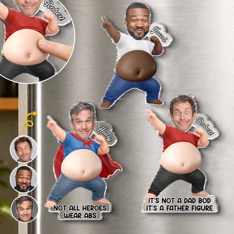 Custom Photo Dad Bod Belly Squishy Acrylic Fridge Magnet – Personalised Father's Day Funny Gifts For Dad, Grandpa – Official Belly Appreciation Club
