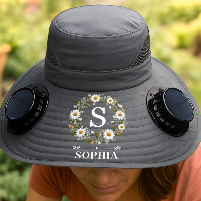 Custom Hat With Fans Solar Power - Personalized Birthday Garden Gifts For Gardeners - One Beautiful Moment At Once