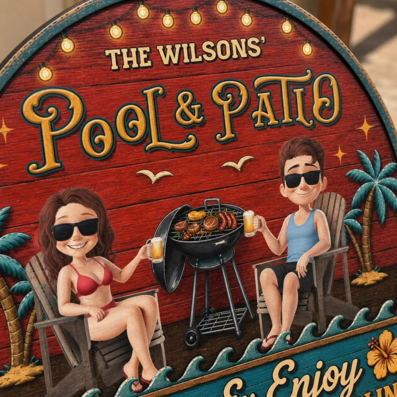 Custom Wood Sign - Personalized Summer Vacation And Travel Gifts For Husband And Wife, Him And Her - Our Happy Camper Oasis