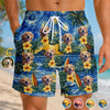 Custom Photo Tropical Hawaiian Aloha Men Beach Shorts - Personalised Summer Vacation And Travel Gifts For Dog Cat Lovers, Dog Dad And Mum, Cat Owners - Starry Nights, Puppy Days