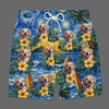 Custom Photo Tropical Hawaiian Aloha Men Beach Shorts - Personalised Summer Vacation And Travel Gifts For Dog Cat Lovers, Dog Dad And Mum, Cat Owners - Starry Nights, Puppy Days