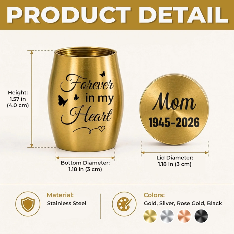 Custom Memorial Urn - Personalised Memorial Sympathy Gifts For Loss Of Mum, Dad – Forever In Our Hearts