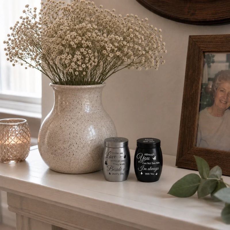 Custom Memorial Urn - Personalised Memorial Sympathy Gifts For Loss Of Mum, Dad – Forever In Our Hearts