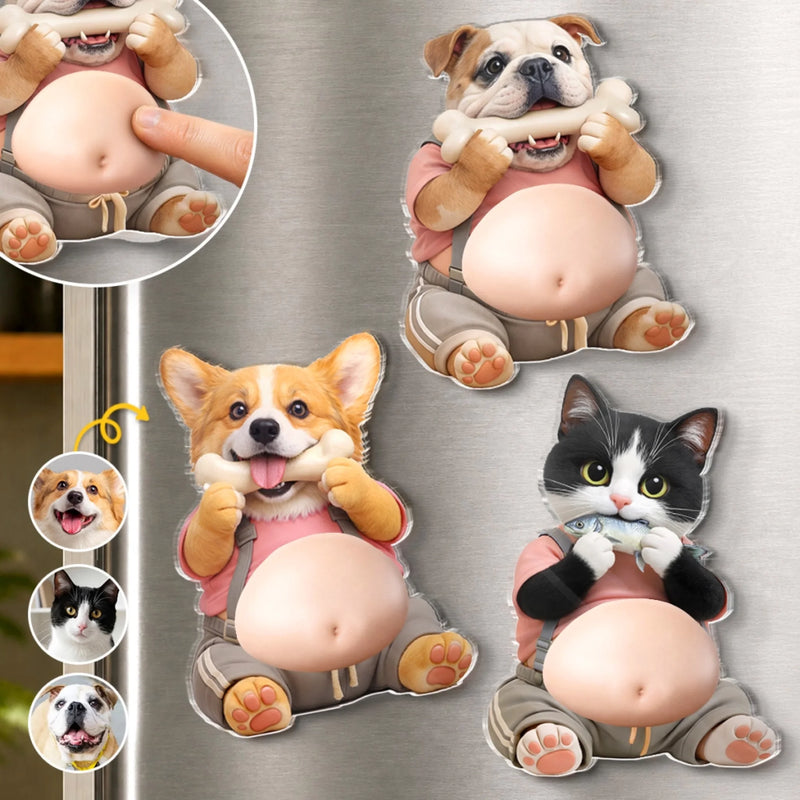 Custom Photo Squishy Acrylic Fridge Magnet – Personalised Birthday Gifts For Dog Cat Lovers, Dog Dad And Mum, Cat Owners - Behold The Glorious Roundness