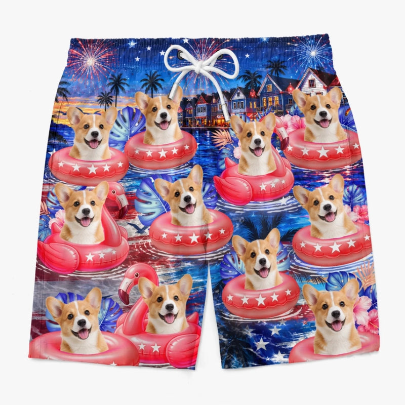 Custom Photo Tropical Hawaiian Aloha Men Beach Shorts - Personalised Summer Vacation And Travel Gifts For Dog Cat Lovers, Dog Dad And Mum, Cat Owners - Home of the Paws