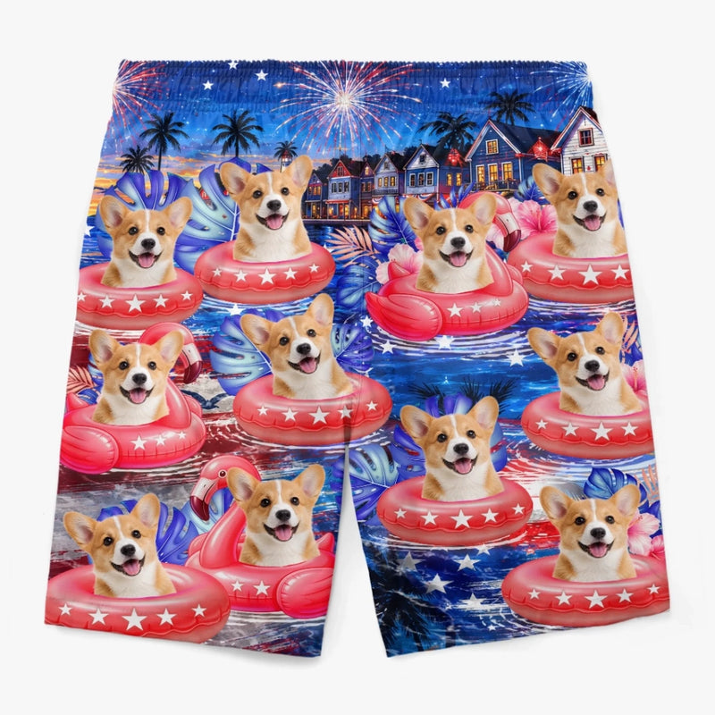 Custom Photo Tropical Hawaiian Aloha Men Beach Shorts - Personalised Summer Vacation And Travel Gifts For Dog Cat Lovers, Dog Dad And Mum, Cat Owners - Home of the Paws