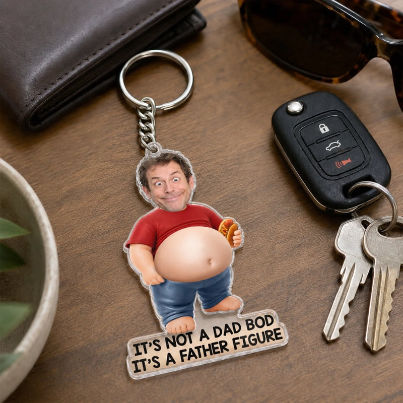 Custom Photo Dad Bod Belly Squishy Acrylic Keychain - Personalised Father's Day Funny Gifts For Dad, Grandpa - Dad Bod In Progress
