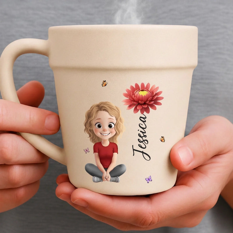 Custom Plant Pot Ceramic Mug - Personalised Birthday Garden Gifts For Gardeners - Healing One Plant At Once