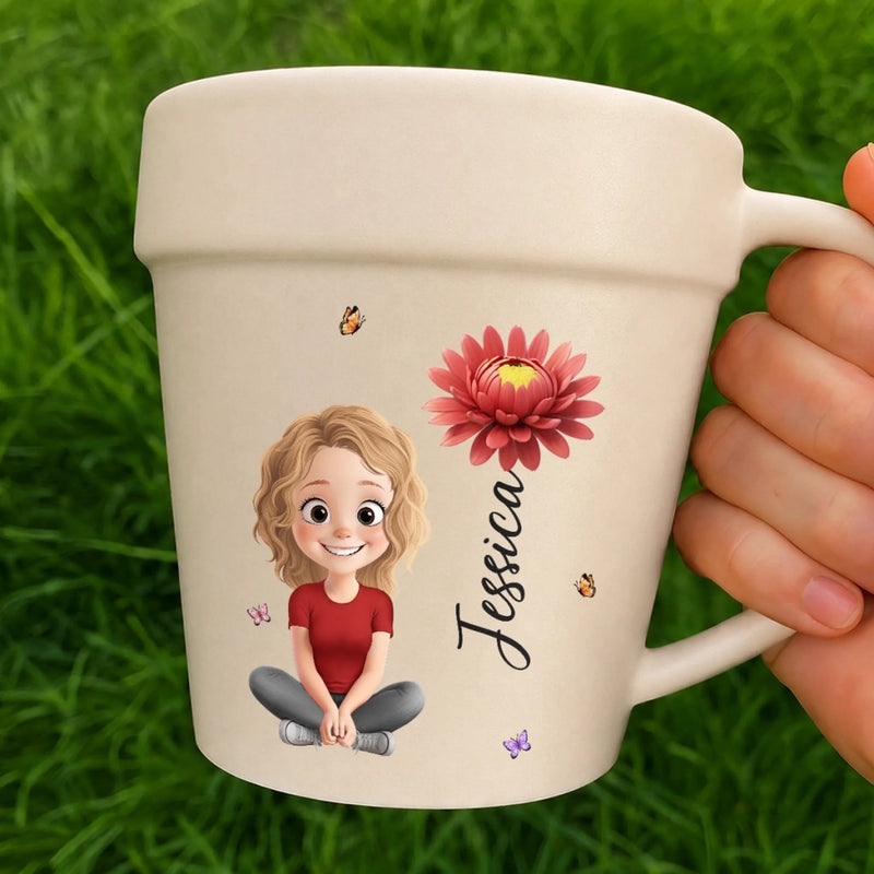 Custom Plant Pot Ceramic Mug - Personalised Birthday Garden Gifts For Gardeners - Healing One Plant At Once