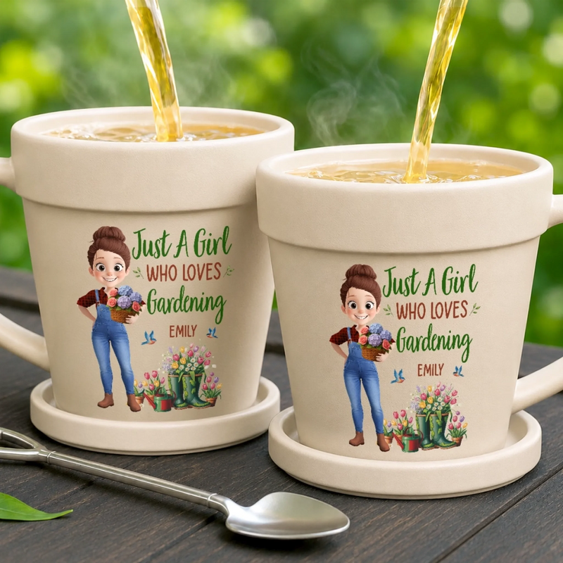 Custom Plant Pot Ceramic Mug - Personalised Birthday Garden Gifts For Gardeners - Gardening Is My Therapy
