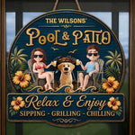 Custom Wood Sign - Personalized Summer Vacation And Travel Gifts For Husband And Wife, Dog Dad And Mom - Hot Grill, Cool Furry Nights
