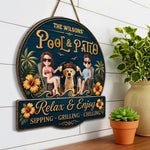 Custom Wood Sign - Personalized Summer Vacation And Travel Gifts For Husband And Wife, Dog Dad And Mom - Hot Grill, Cool Furry Nights