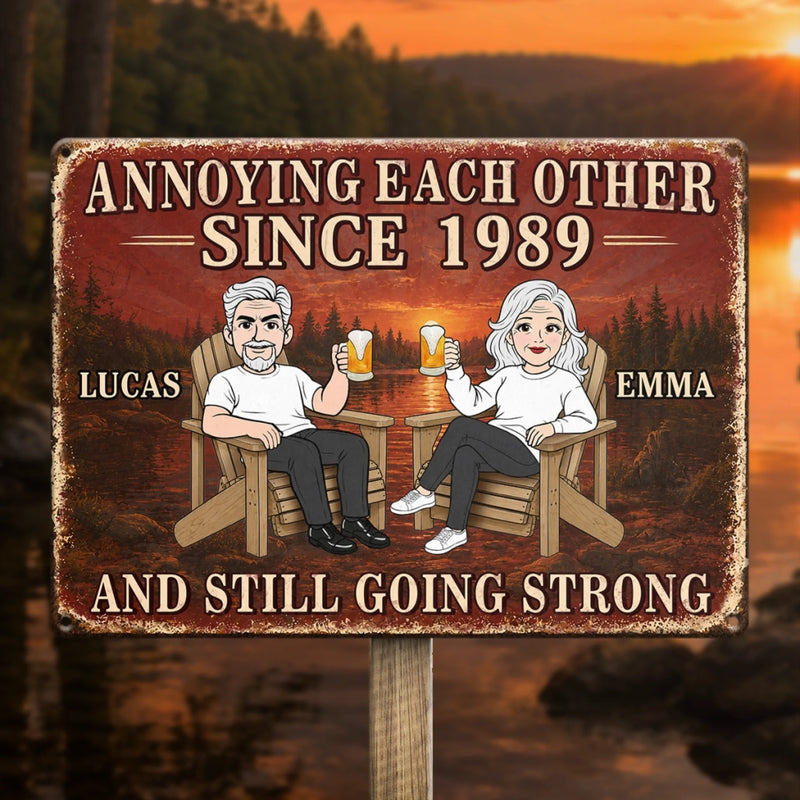 Custom Home Decor Metal Sign - Personalised Anniversary Wedding Gifts For Husband And Wife, Him And Her - Crazy Together Since Forever