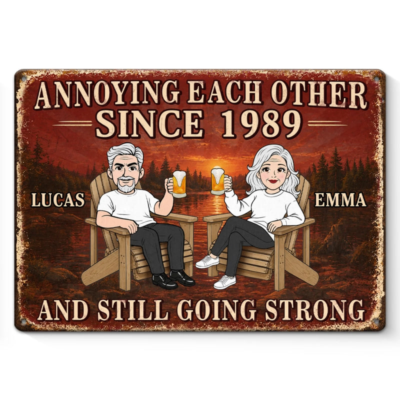 Custom Home Decor Metal Sign - Personalised Anniversary Wedding Gifts For Husband And Wife, Him And Her - Crazy Together Since Forever