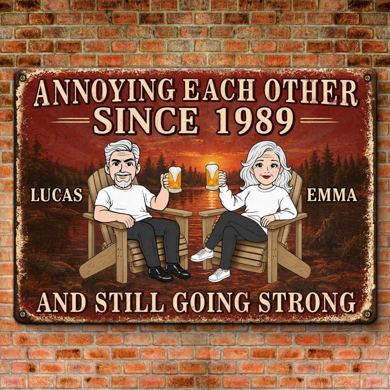 Custom Home Decor Metal Sign - Personalised Anniversary Wedding Gifts For Husband And Wife, Him And Her - Crazy Together Since Forever