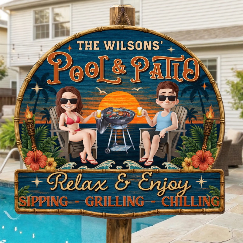 Custom Wood Sign - Personalised Summer Vacation And Travel Gifts For Husband And Wife, Him And Her - Chasing Golden Hours Together