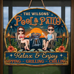 Custom Wood Sign - Personalised Summer Vacation And Travel Gifts For Husband And Wife, Him And Her - Chasing Golden Hours Together