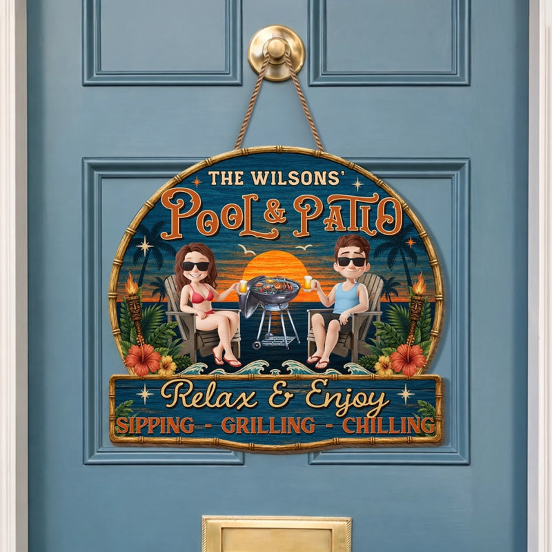 Custom Wood Sign - Personalised Summer Vacation And Travel Gifts For Husband And Wife, Him And Her - Chasing Golden Hours Together