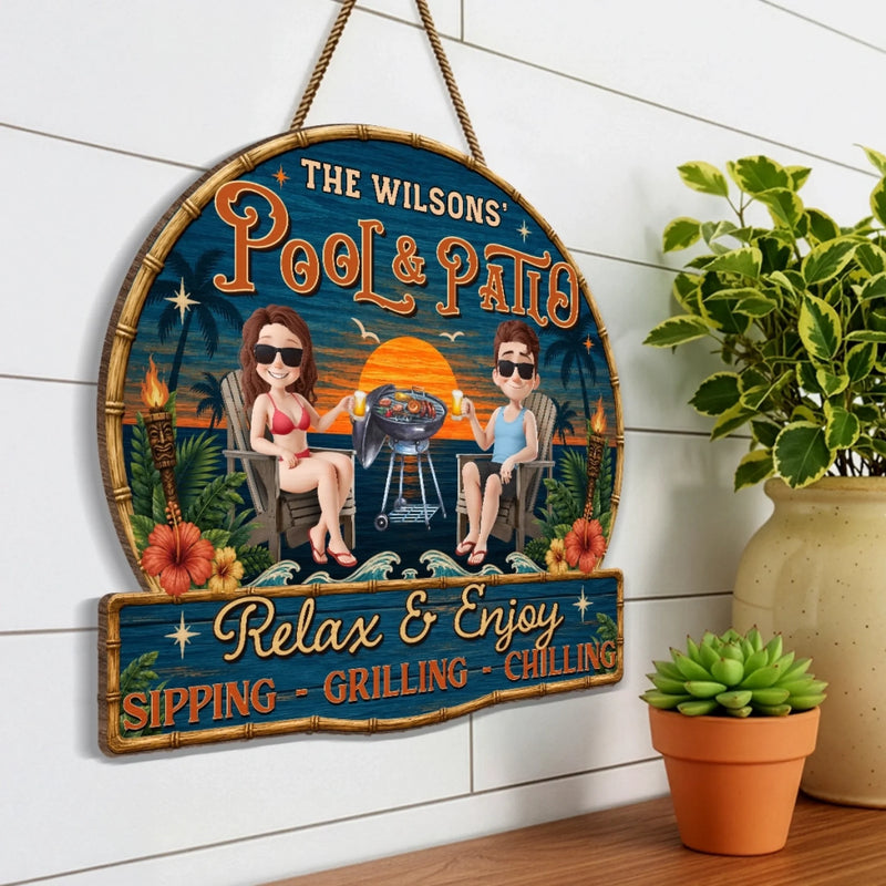 Custom Wood Sign - Personalised Summer Vacation And Travel Gifts For Husband And Wife, Him And Her - Chasing Golden Hours Together