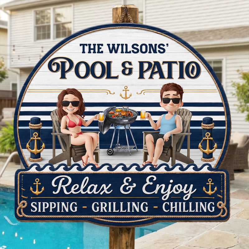 Custom Wood Sign - Personalised Summer Holiday And Travel Gifts For Husband And Wife, Him And Her - Our Favorite Coastal Escape