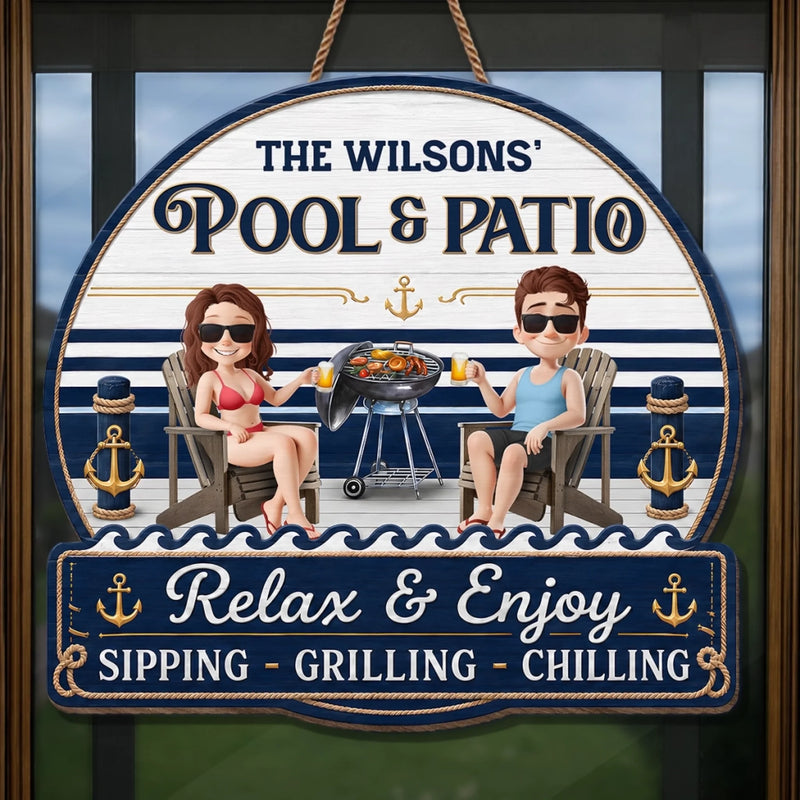 Custom Wood Sign - Personalised Summer Holiday And Travel Gifts For Husband And Wife, Him And Her - Our Favorite Coastal Escape