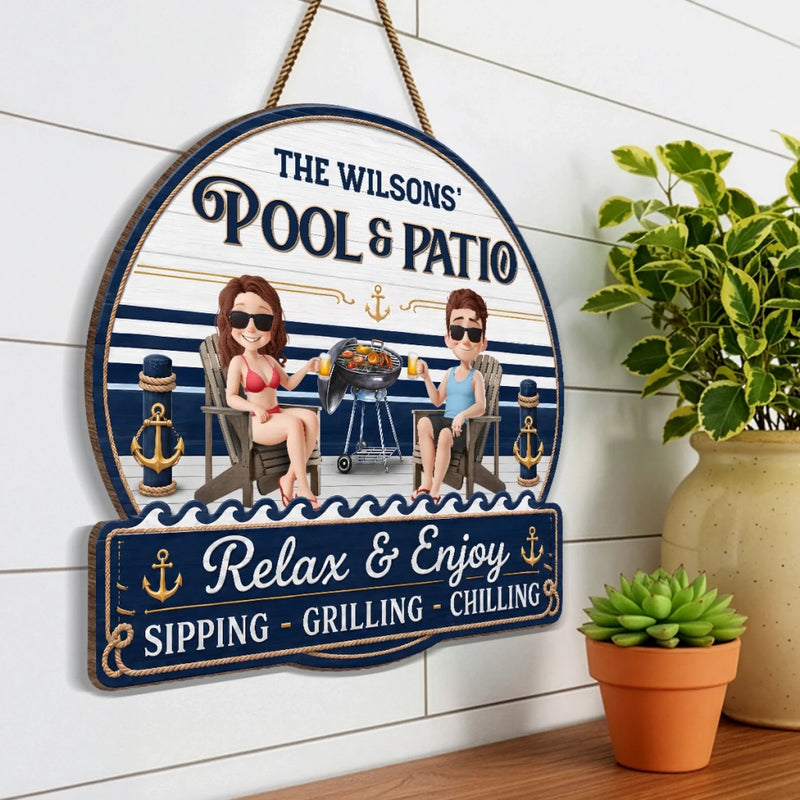 Custom Wood Sign - Personalised Summer Holiday And Travel Gifts For Husband And Wife, Him And Her - Our Favorite Coastal Escape