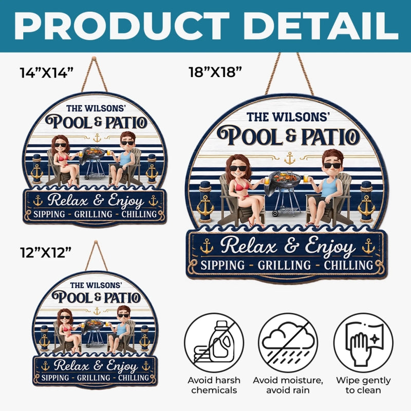 Custom Wood Sign - Personalised Summer Holiday And Travel Gifts For Husband And Wife, Him And Her - Our Favorite Coastal Escape