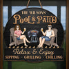 Custom Home Decor Wood Sign - Personalised Anniversary Wedding Gifts For Husband And Wife, Him And Her - Just A Couple, Pool & Patio Sipping Chilling