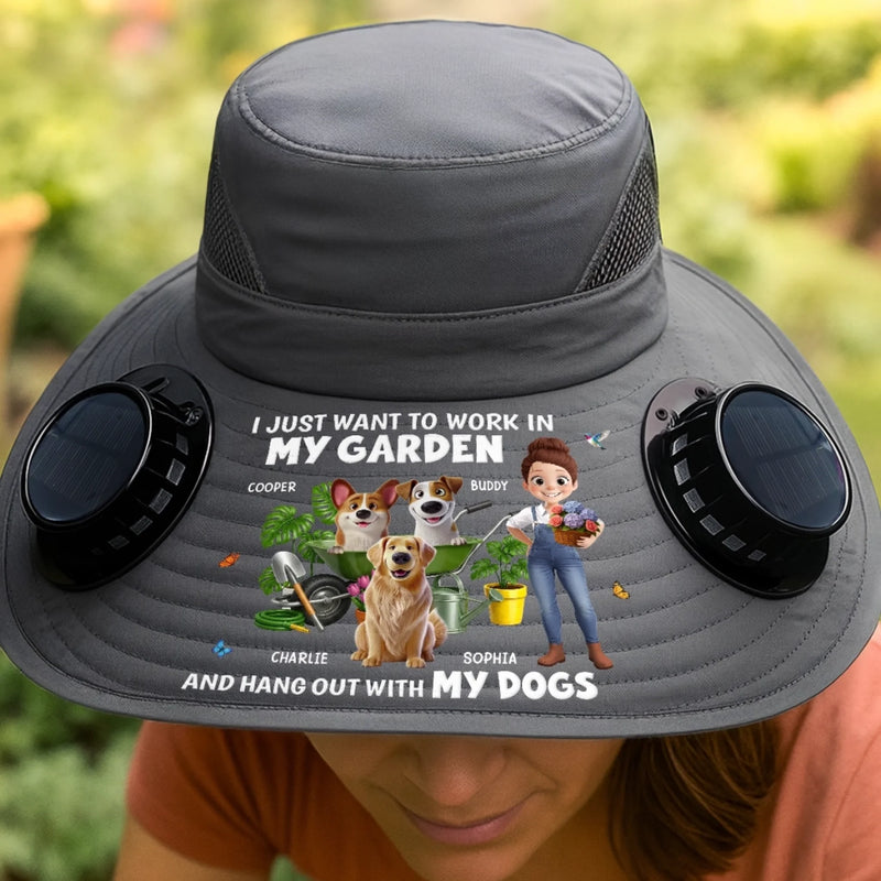 Custom Hat With Fans Solar Power - Personalised Garden Gifts For Gardeners, Dog Lovers, Dog Dad And Mom - My Ultimate Furry Gardening Crew