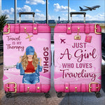 Custom Luggage Cover - Personalized Summer Vacation And Travel Gifts For Women, Besties, Sisters, BFF - Travel Is My Therapy