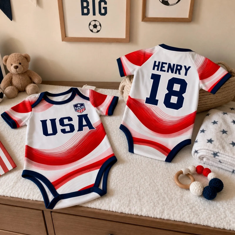 Custom Germany World Football Baby Jersey Bodysuit - Personalized Baby Shower, Gender Reveal Gifts For New Moms, New Dads, Football Lovers - Youngest Eagle On The Pitch