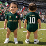 Custom Mexico World Football Baby Jersey Bodysuit - Personalised Baby Shower, Gender Reveal Gifts For New Mums, New Dads, Football Lovers - The Team's Youngest MVP