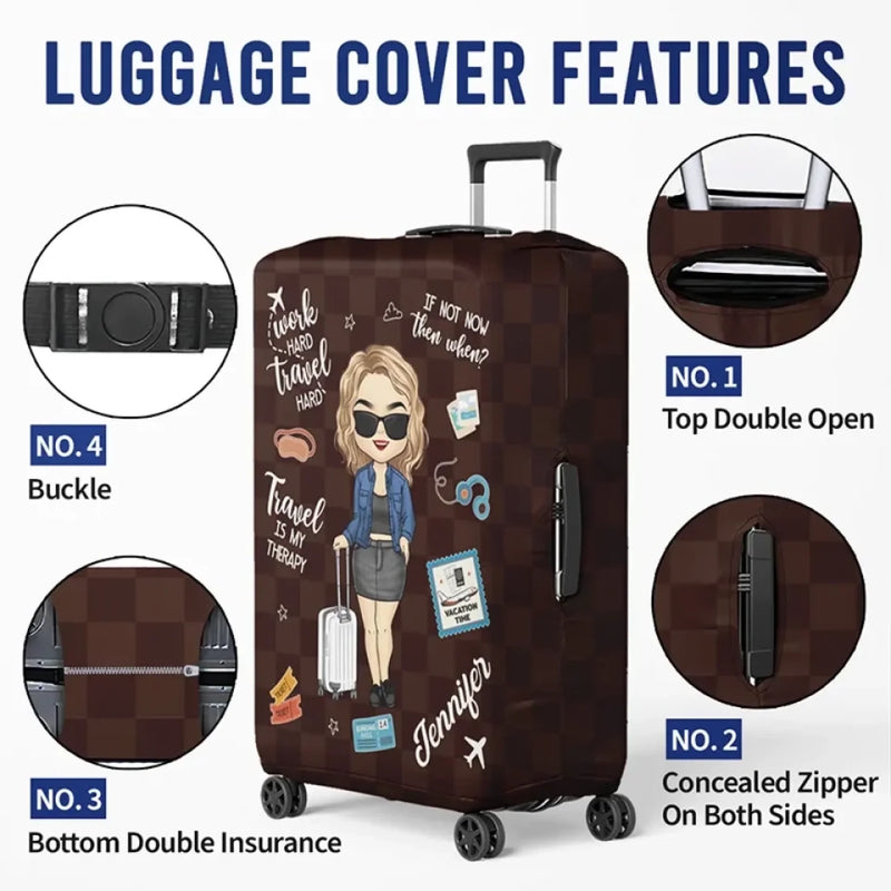 Love Is An Endless Journey - Travel Personalised Custom Luggage Cover - Summer Holiday Gift, Gift For Adventure Travel Lovers