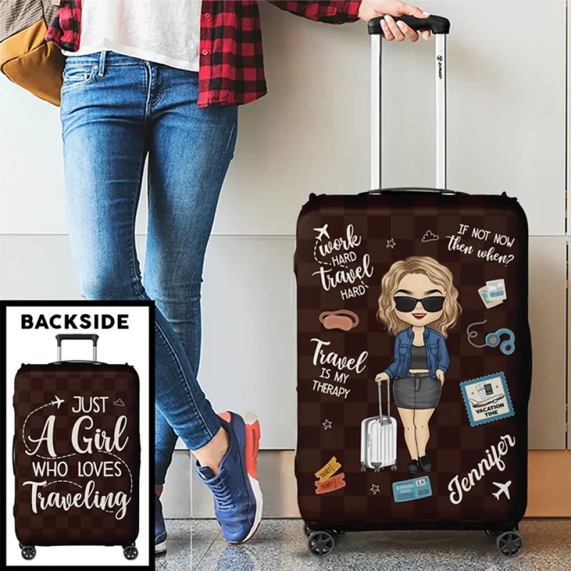 Love Is An Endless Journey - Travel Personalised Custom Luggage Cover - Summer Holiday Gift, Gift For Adventure Travel Lovers
