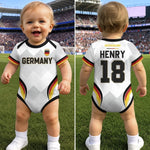 Custom Germany World Football Baby Jersey Bodysuit - Personalized Baby Shower, Gender Reveal Gifts For New Moms, New Dads, Football Lovers - Youngest Eagle On The Pitch