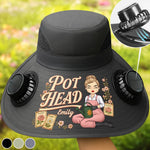 Custom Hat With Fans Solar Power - Personalized Birthday Garden Gifts For Gardeners - Proud Pot Head