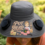Custom Hat With Fans Solar Power - Personalized Birthday Garden Gifts For Gardeners - Proud Pot Head