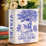 Custom Book Vase - Personalized Bookish Gifts For Book Lovers, Bookworms, Readers - Reading Is My Happy Place