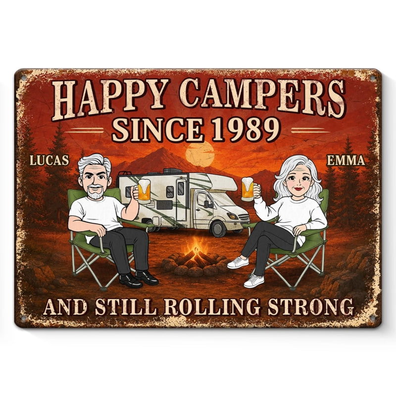 Custom Home Decor Metal Sign - Personalized Anniversary Wedding Camping Gifts For Campers, Husband And Wife, Him And Her - Lost In The Woods Together