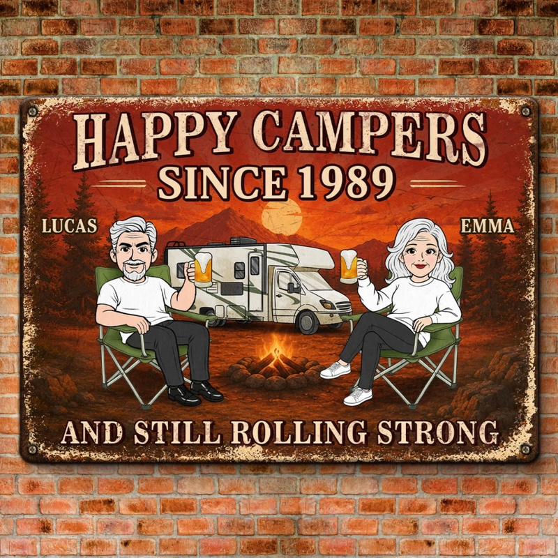 Custom Home Decor Metal Sign - Personalized Anniversary Wedding Camping Gifts For Campers, Husband And Wife, Him And Her - Lost In The Woods Together