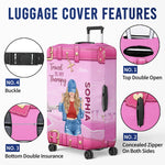 Custom Luggage Cover - Personalized Summer Vacation And Travel Gifts For Women, Besties, Sisters, BFF - Travel Is My Therapy