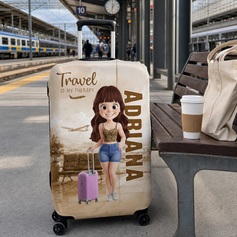 Custom Luggage Cover - Personalized Summer Vacation And Travel Gifts For Women, Besties, Sisters, BFF - Passport Ready Heart Open