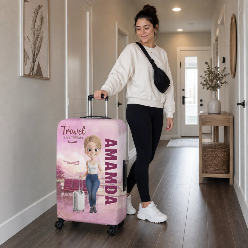Custom Luggage Cover - Personalized Summer Vacation And Travel Gifts For Women, Besties, Sisters, BFF - Passport Ready Heart Open