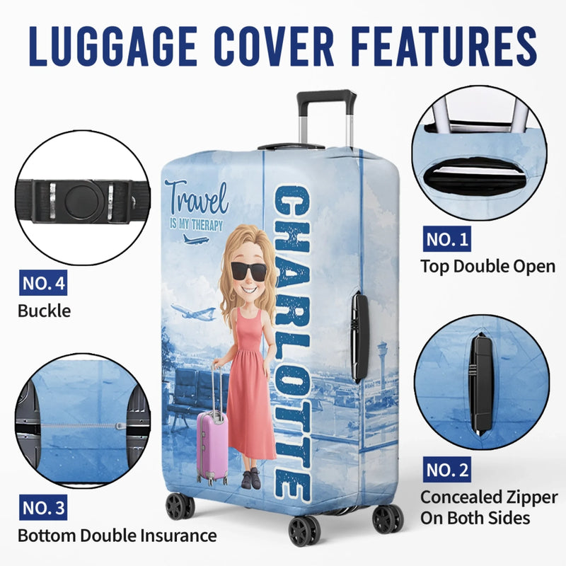 Custom Luggage Cover - Personalized Summer Vacation And Travel Gifts For Women, Besties, Sisters, BFF - Passport Ready Heart Open