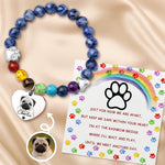 Custom Photo Rainbow Bridge Bracelet - Personalized Pet Memorial Sympathy Gifts For Dogs, Cats - Keep Me Safe Within Your Heart