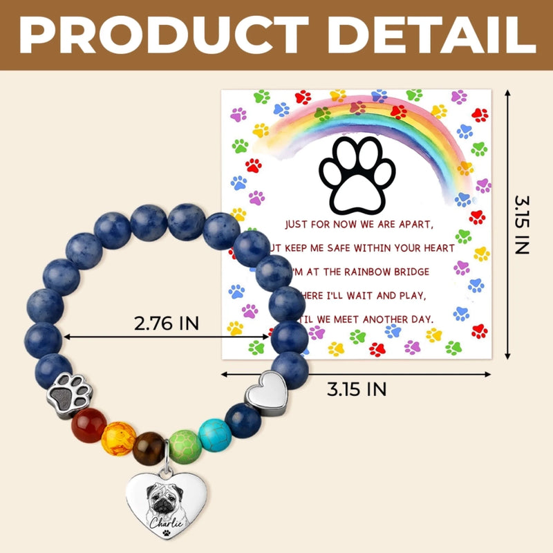 Custom Photo Rainbow Bridge Bracelet - Personalized Pet Memorial Sympathy Gifts For Dogs, Cats - Keep Me Safe Within Your Heart